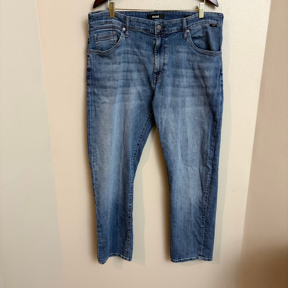 Mavi Zach Straight Leg Jeans 38x30 Blue Denim Classic Casual Comfort